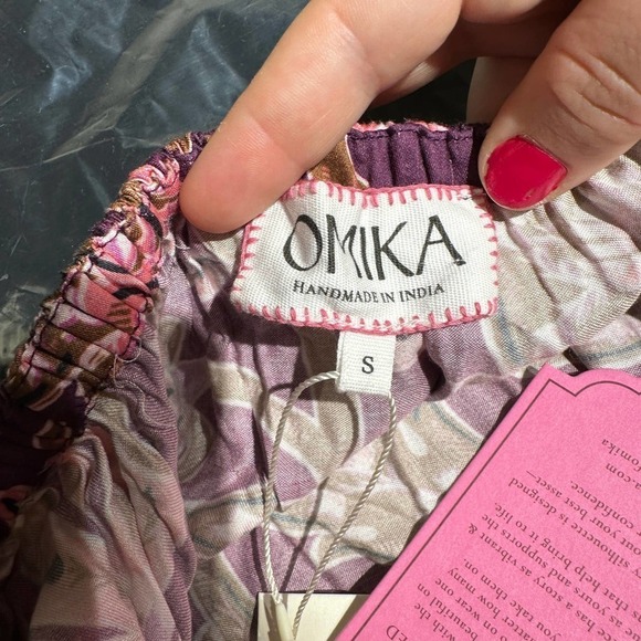 NWT Omika Brown Balloon Sleeve Ruched Upper High Waist Blair Midi Dress Sz Small - Picture 9 of 13